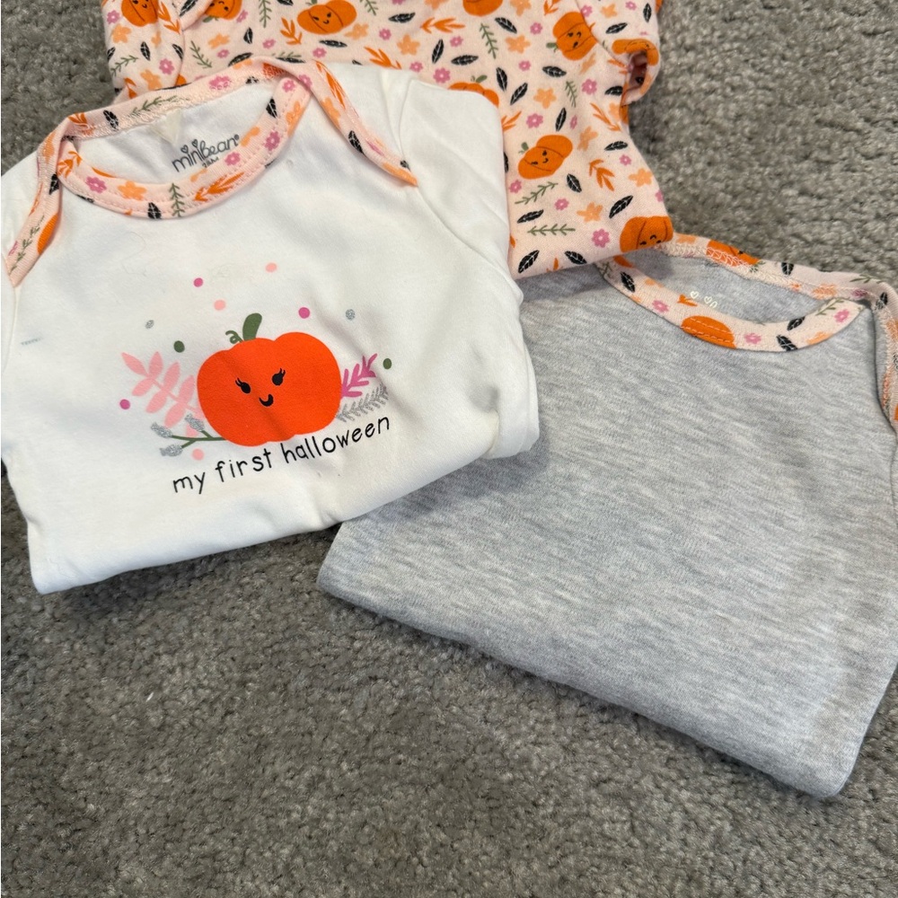 My First Halloween Bodysuit Set - White, Gray, and Orange